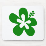 Green hibiscus aloha flower mouse pad