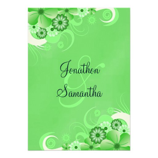 Green Hibiscus Floral Custom Wedding Invitation