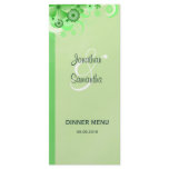 Green Hibiscus Floral Wedding Dinner Menu Cards Custom Rack Card