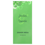 Green Hibiscus Floral Wedding Dinner Menu Cards Customized Rack Card