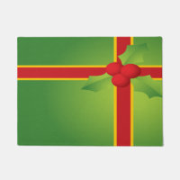 Green Holiday Present Doormat