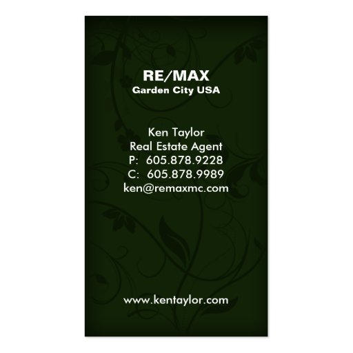 Green Home Real Estate House Business Card (back side)