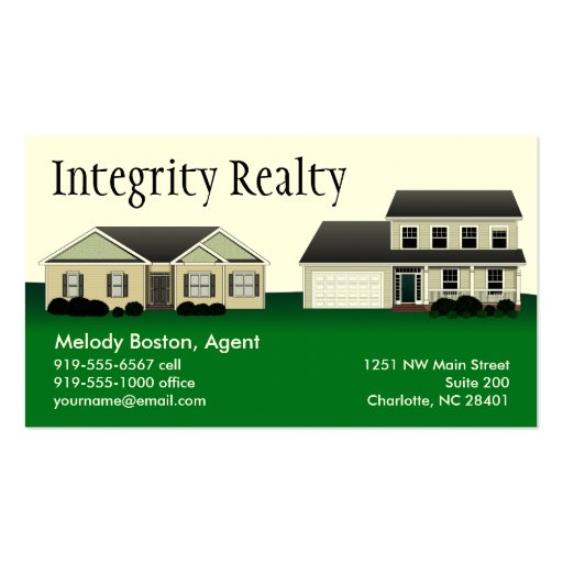 Green Homes Real Estate Business Cards (front side)