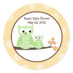Green Hoot Owls Birthday Baby Shower Favor Sticker