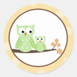 Green Hoot Owls Envelope Seals stickers