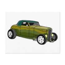 Green Hot Rod Convertible postcards