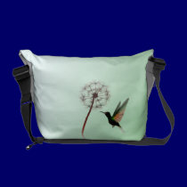 Green Hummingbird and Dandelion Seeds rickshaw messenger bags
