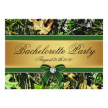 Green Hunting Camo Bachelorette Party Invitations
