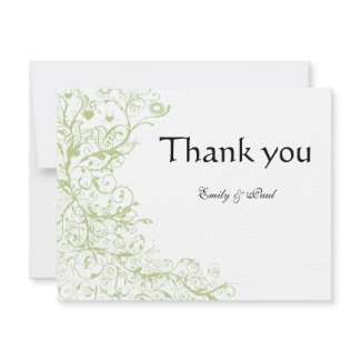 Green Hydrangea Birds & Swirls Wedding Thank You invitation