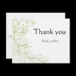 Green Hydrangea Birds & Swirls Wedding Thank You