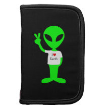 Green "I Love Earth" Alien Folio Planner