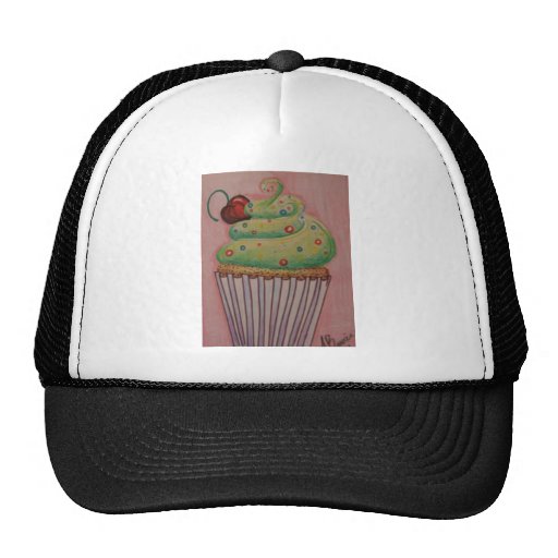 Green iced cupcake mesh hats
