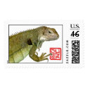 Green Iguana dragon stamp