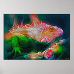 Green Iguana Wildlife Fantasy Art Print