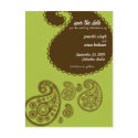 Green Indian Save the Date postcards by smallhandsdesigns Green Indian Save the Date postcards