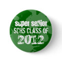 Green ink splatter school senior class of grunge button