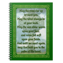 Green Irish Blessing Spiral Note Books