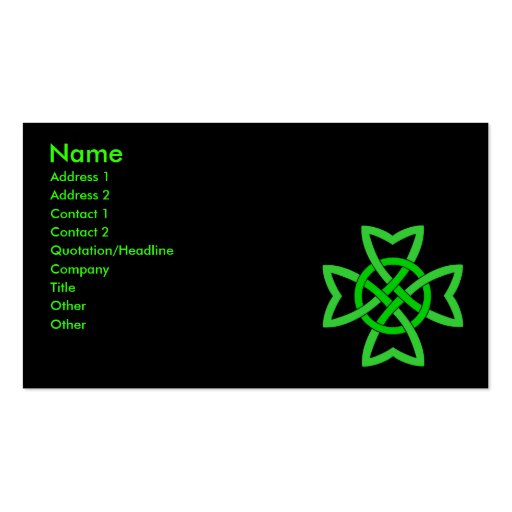 Green Irish Celtic Knot Business Card (front side)