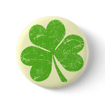 Green Irish Shamrock Pinback Button