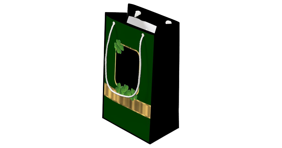 Green Irish shamrock personalized wedding Small Gift Bag Zazzle