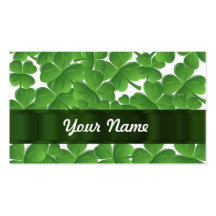 Green Irish shamrocks personalized Business Card Template