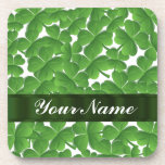 Green Irish shamrocks personalized Coasters