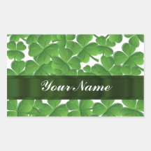 Green Irish shamrocks personalized Rectangle Sticker