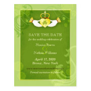 Green Irish Wedding Save the Date Postcards