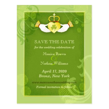 Green Irish Wedding Save the Date Postcard