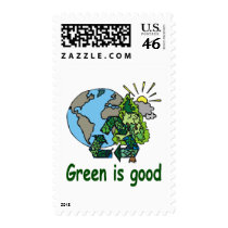 Green is Good Postage Stamp