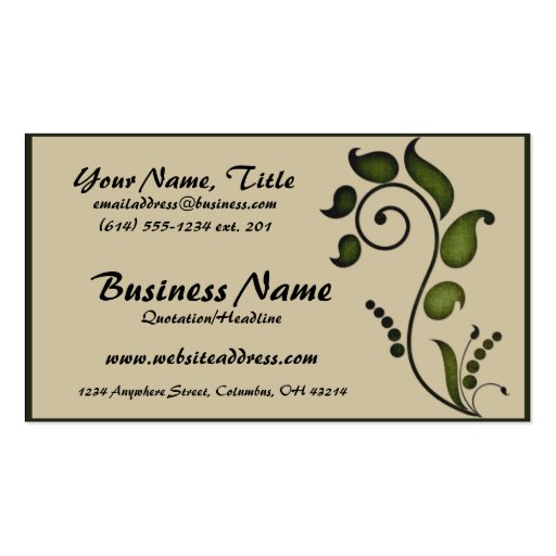 Green Ivy Scroll Decorative D7 - Business Cards (front side)