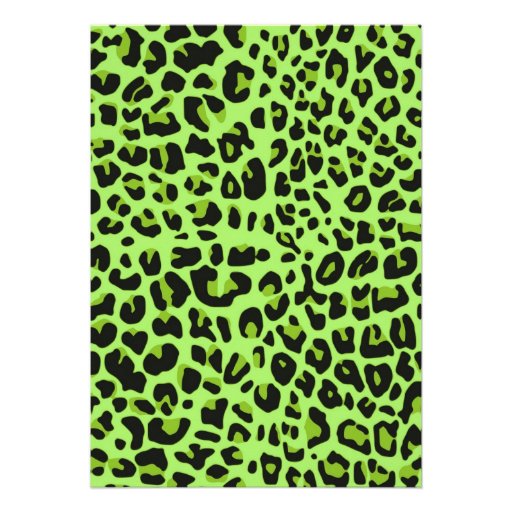 Green Jaguar Print Girls Invitation