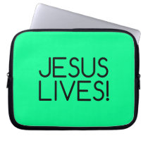 Green 'Jesus Lives!' Laptop Sleeve laptop sleeves