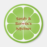 Green juicy lime slice round magnet party favor at Zazzle