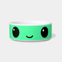 Green Kawaii face Pet Bowl pet bowls