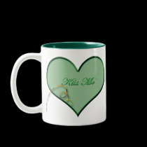 Green Kiss Me Valentine Mug mugs