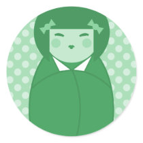 Green Kokeshi Doll Pop Art stickers by megakawaii Green Kokeshi Doll Pop Art stickers