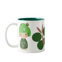Green Kokeshi Triplet Mug mugs
