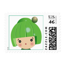 Green Kokeshi Triplet Postage stamps