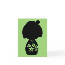 Green Kokeshi Triplet Silhouette Note Card cards