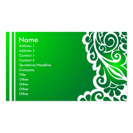 green lace_3 business card template (front side)