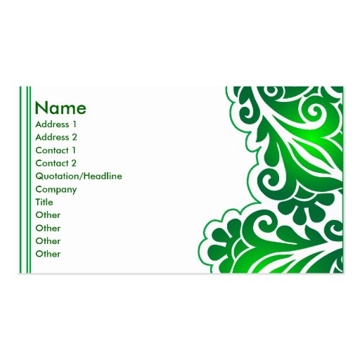 green lace_4 business cards (front side)