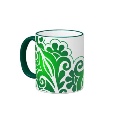 green lace_4 coffee mugs by VioDeSign