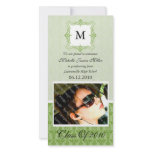 Green Lace Damask Initial Graduation Photo Card