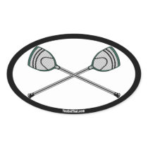 Green Lacrosse Goalie Sticks Oval Sticker