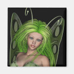 Green Lady Fairy 1 - 3D Fantasy Art - Refrigerator Magnets