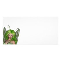 Green Lady Fairy 1 - 3D Fantasy Art - Personalized Photo Card
