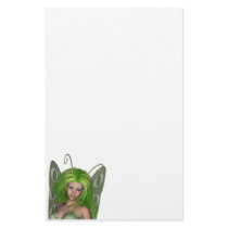 Green Lady Fairy 1 - 3D Fantasy Art - Custom Stationery