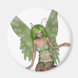 Green Lady Fairy 7 - 3D Fantasy Art - Refrigerator Magnet