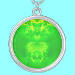 Green Lady Slipper Orchid Fractal necklaces